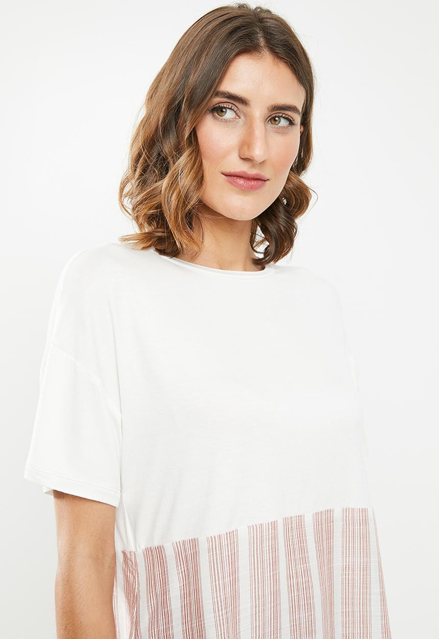 edit - Combo tee - white & rust