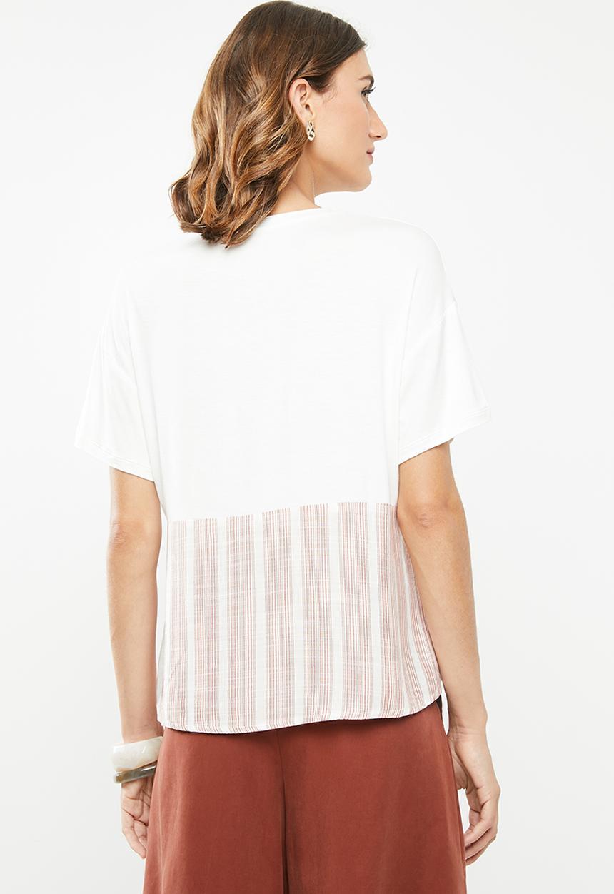 edit - Combo tee - white & rust