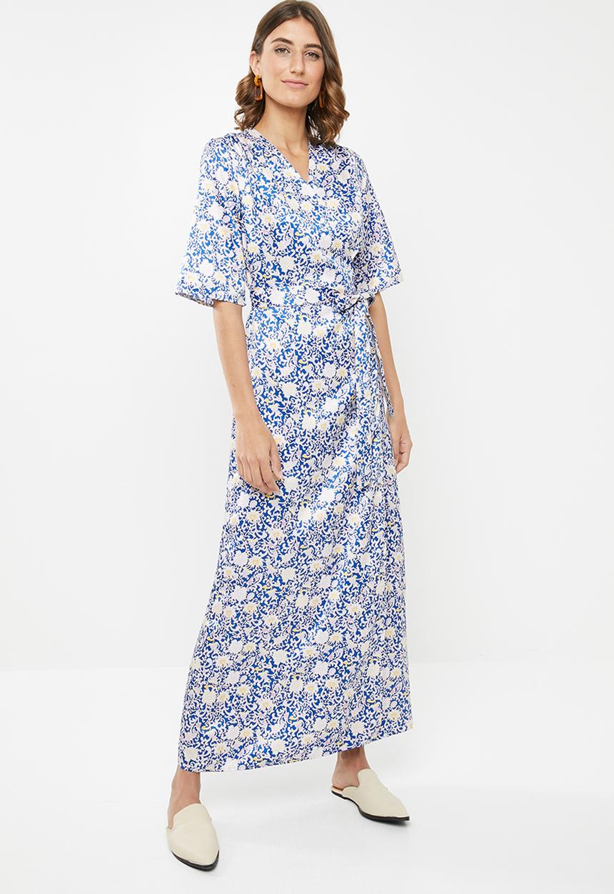 edit - Wrapover satin maxi dress - multi 