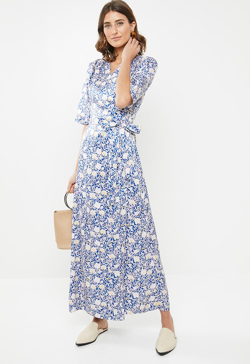 edit - Wrapover satin maxi dress - multi 