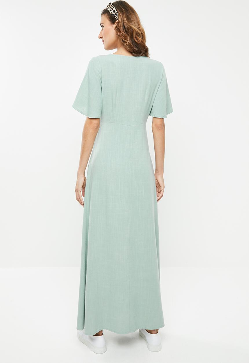 Me&B - Button through linen dress - green