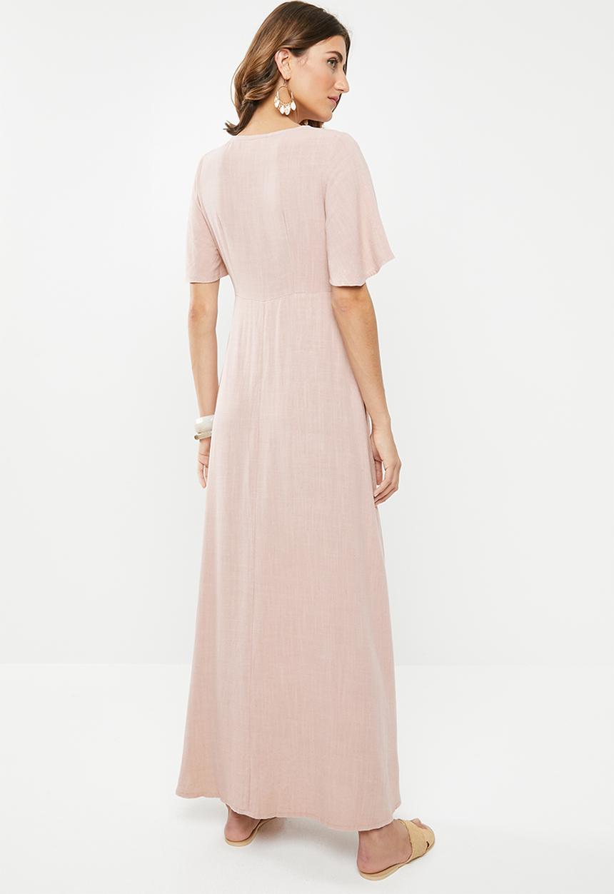 Me&B - Button through linen dress - pink