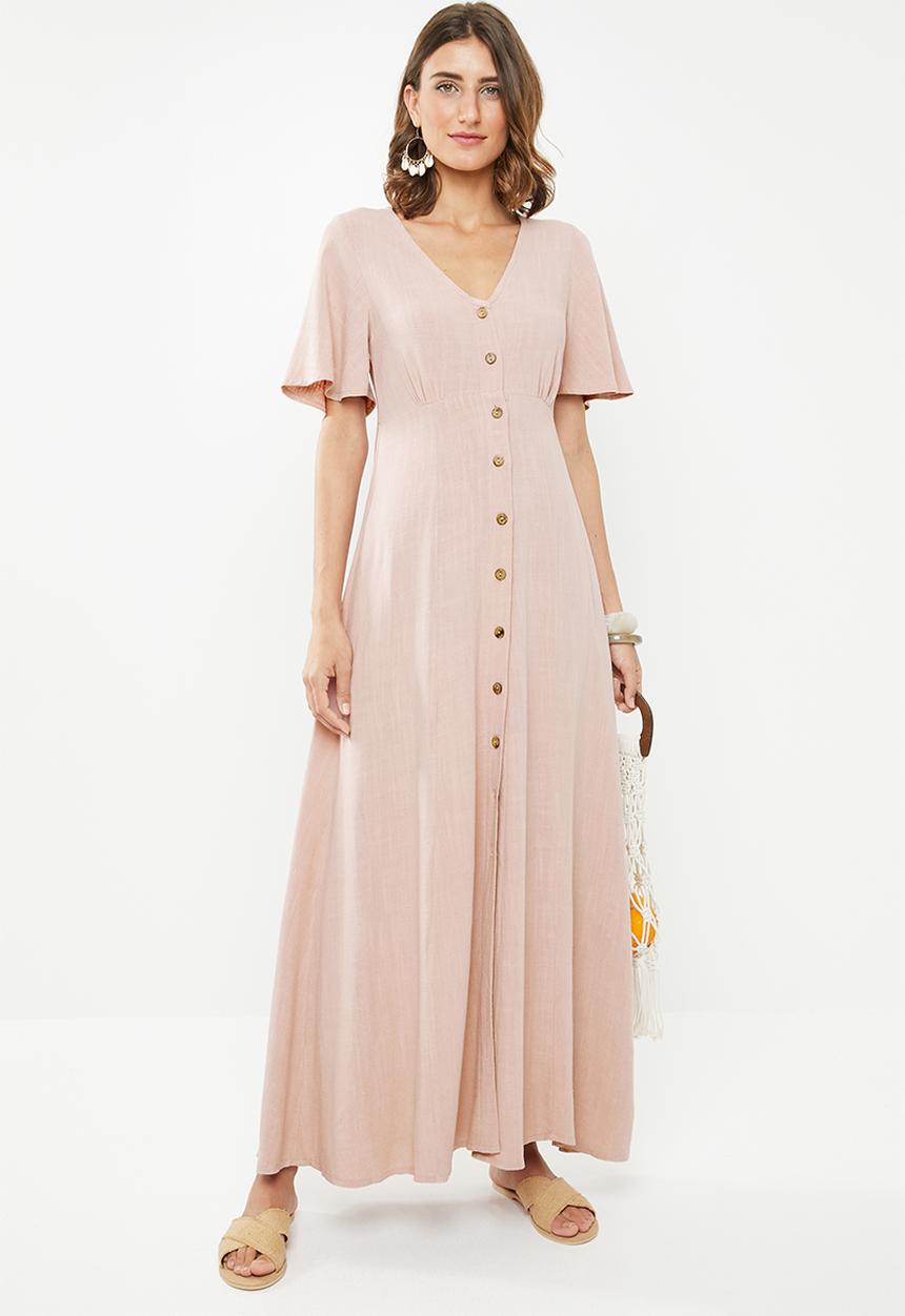 Me&B - Button through linen dress - pink