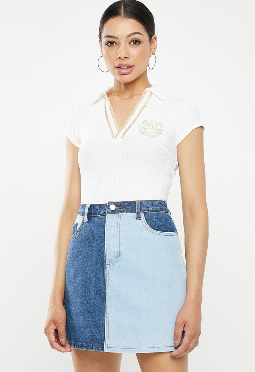 SISSY BOY - Marise: logo golf tee with lurex - white