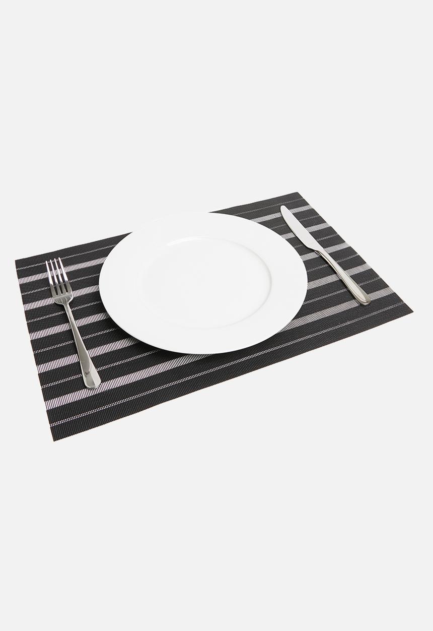 Kitchen Craft - Stripe woven placemat - black
