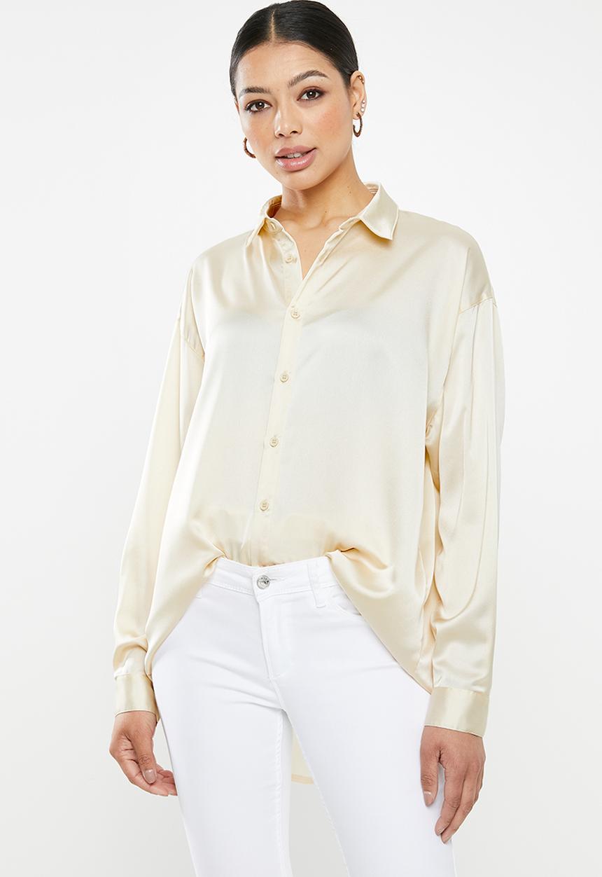 Missguided - Oversized satin shirt - neutral