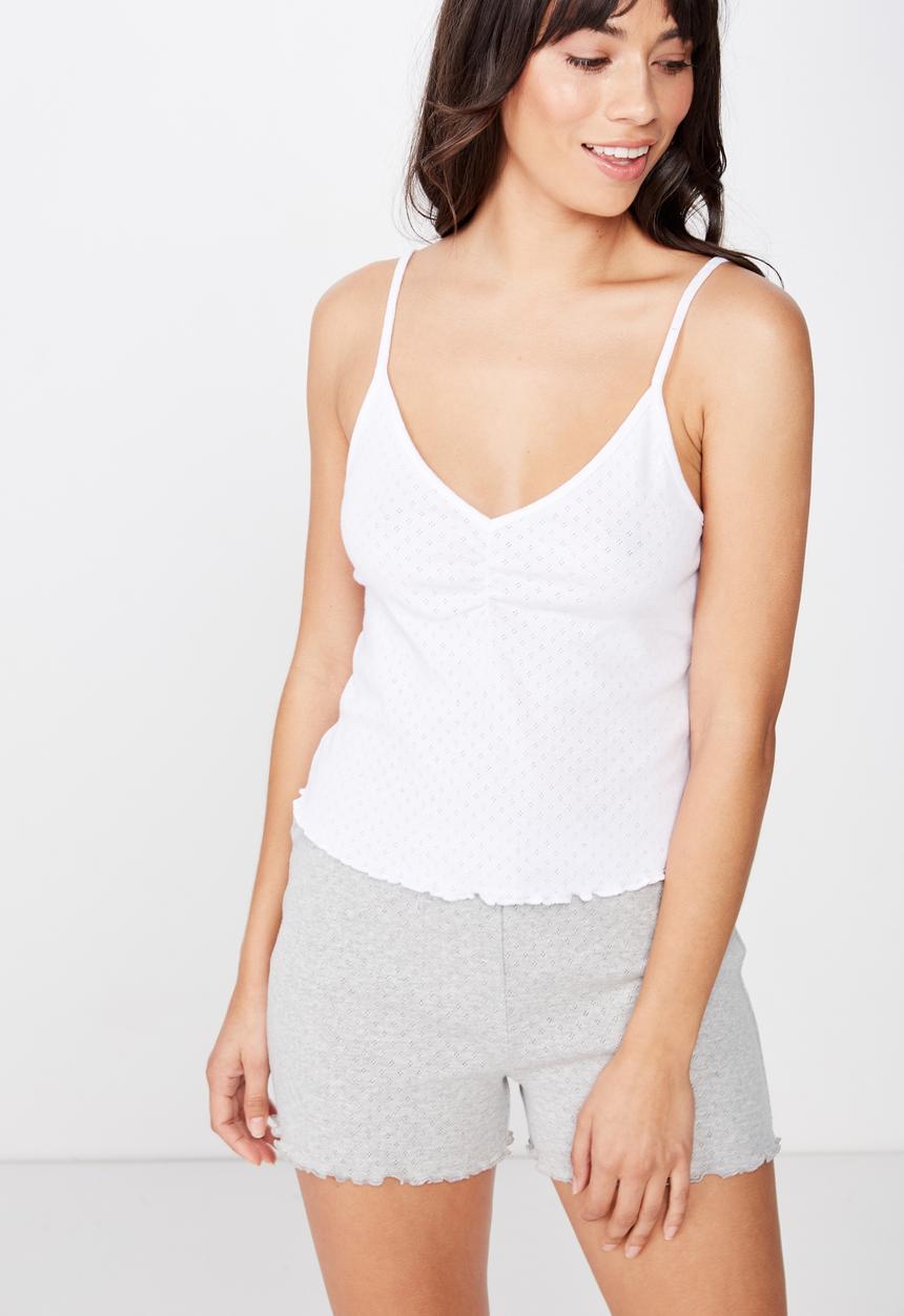 Cotton On - Pointelle sleep tank  - white