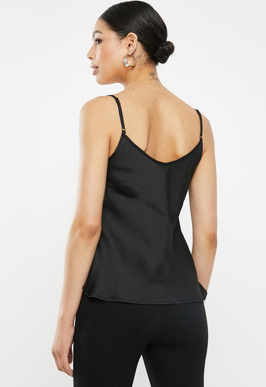 Missguided - Eyelash lace trim cami top - black