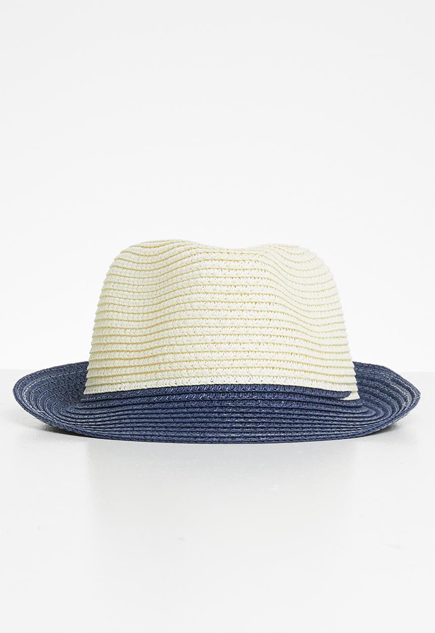 Pop Candy - Straw hat with navy rim - neutral & navy