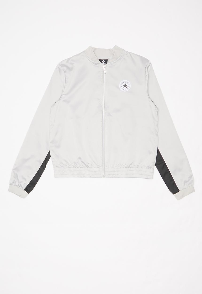 Converse - Converse girls wordmark satin track jacket - grey
