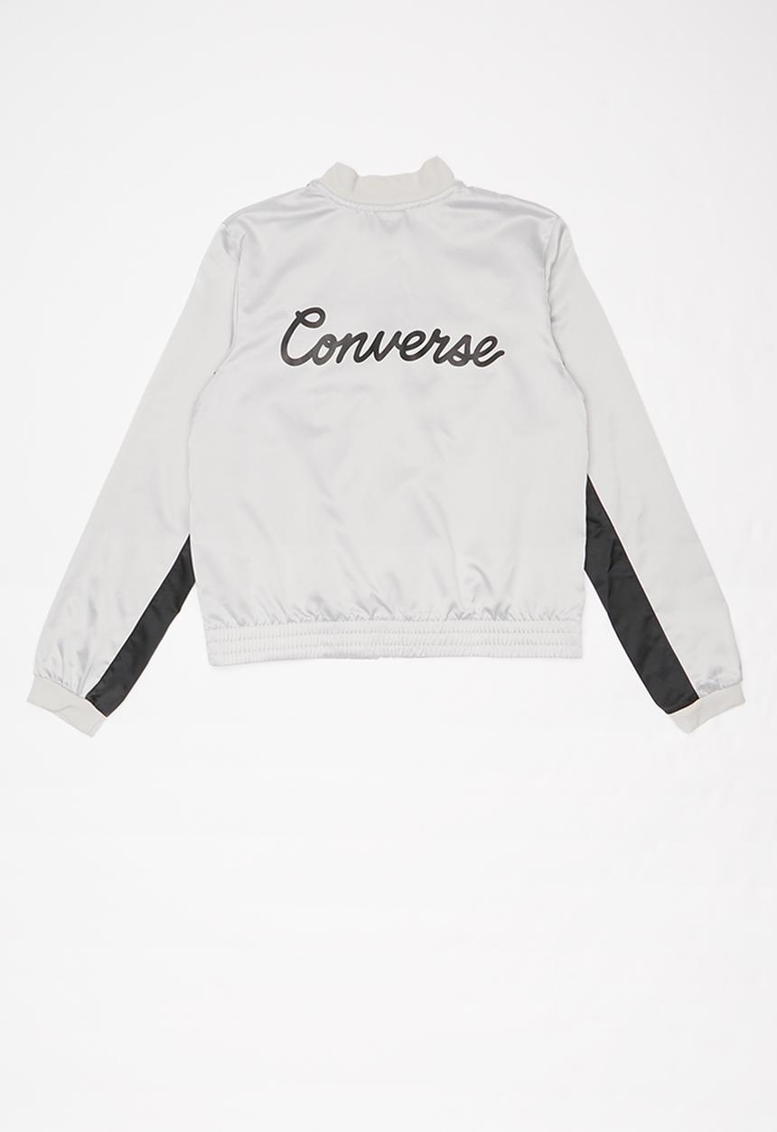 Converse - Converse girls wordmark satin track jacket - grey