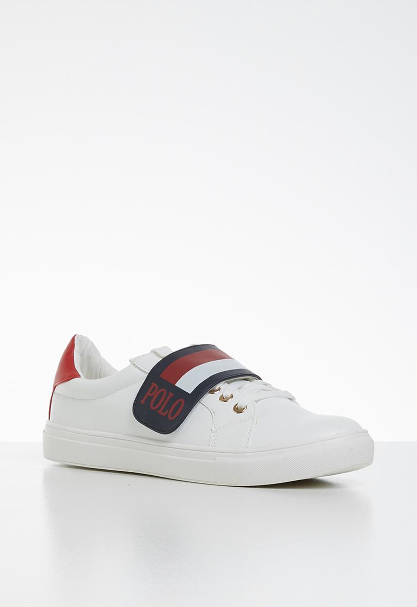 POLO - Emma monogram trim sneaker - white