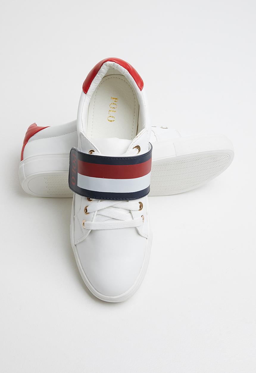 POLO - Emma monogram trim sneaker - white