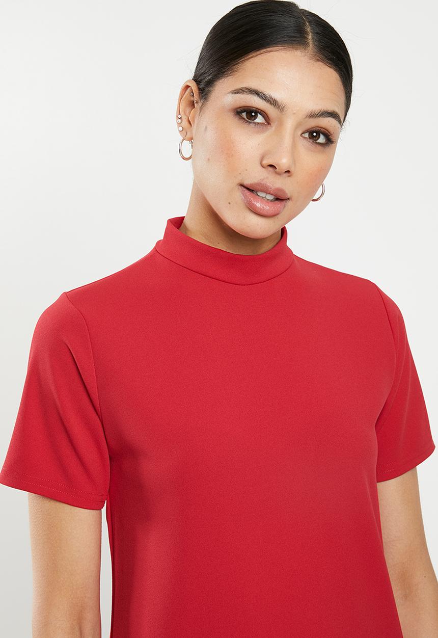 Missguided - High neck shift dress - red