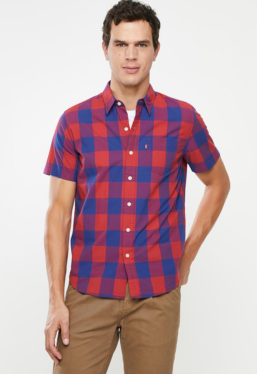 Levi’s® - Classic one pocket short sleeve shirt - blue & red