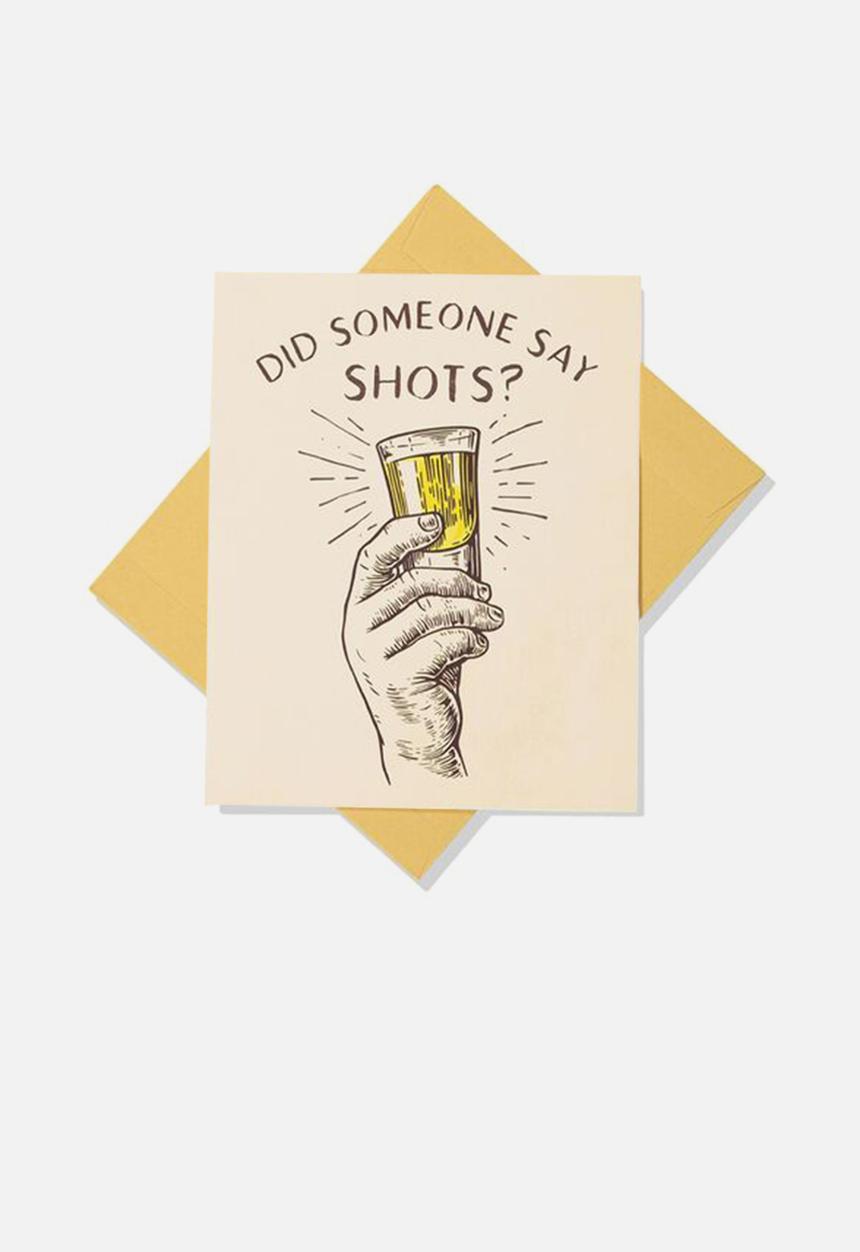 Typo - Congratulations card - did someone say shots?!
