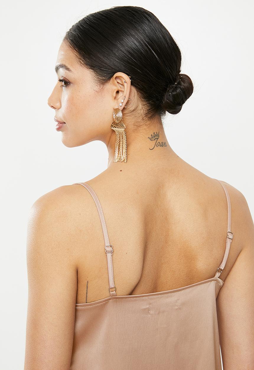 Missguided - Satin cowl cami dress - neutral