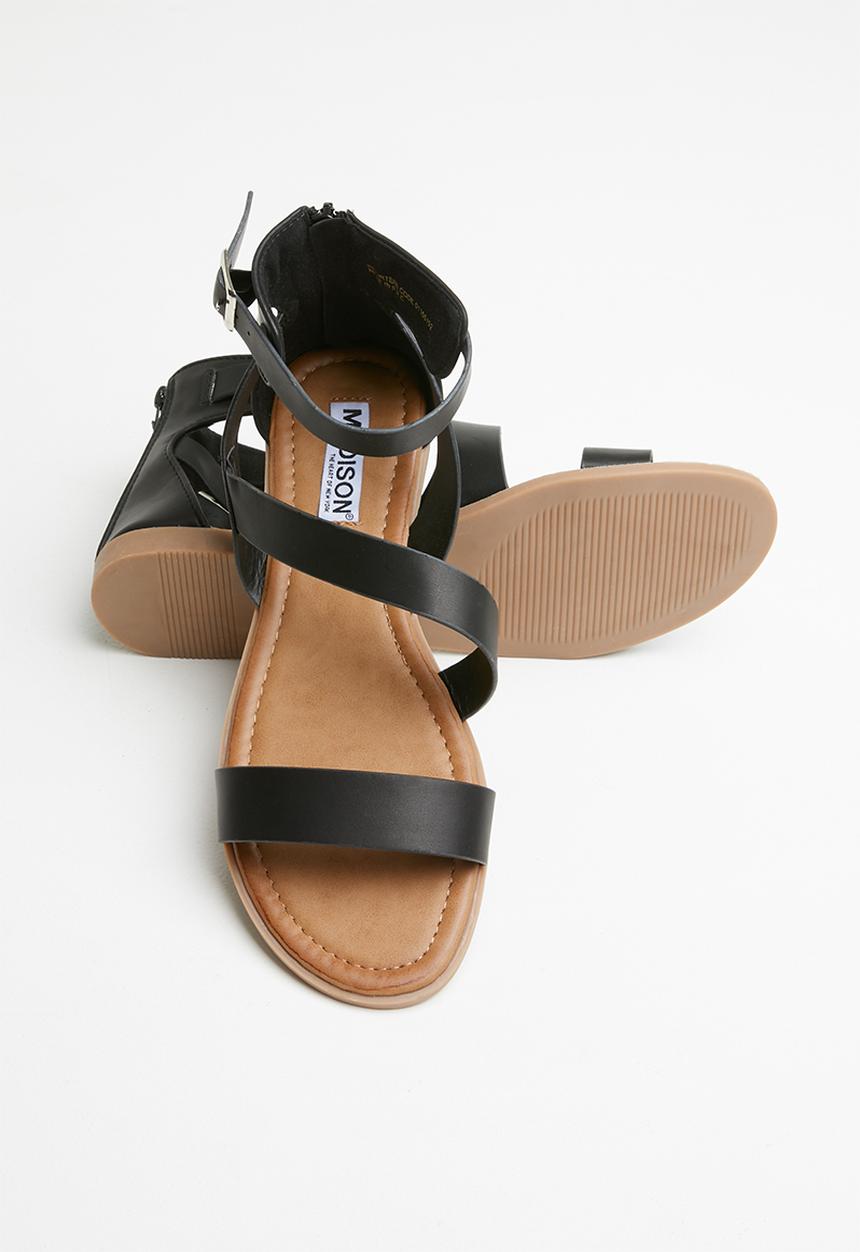 Madison® - Faux leather strappy sandal - black