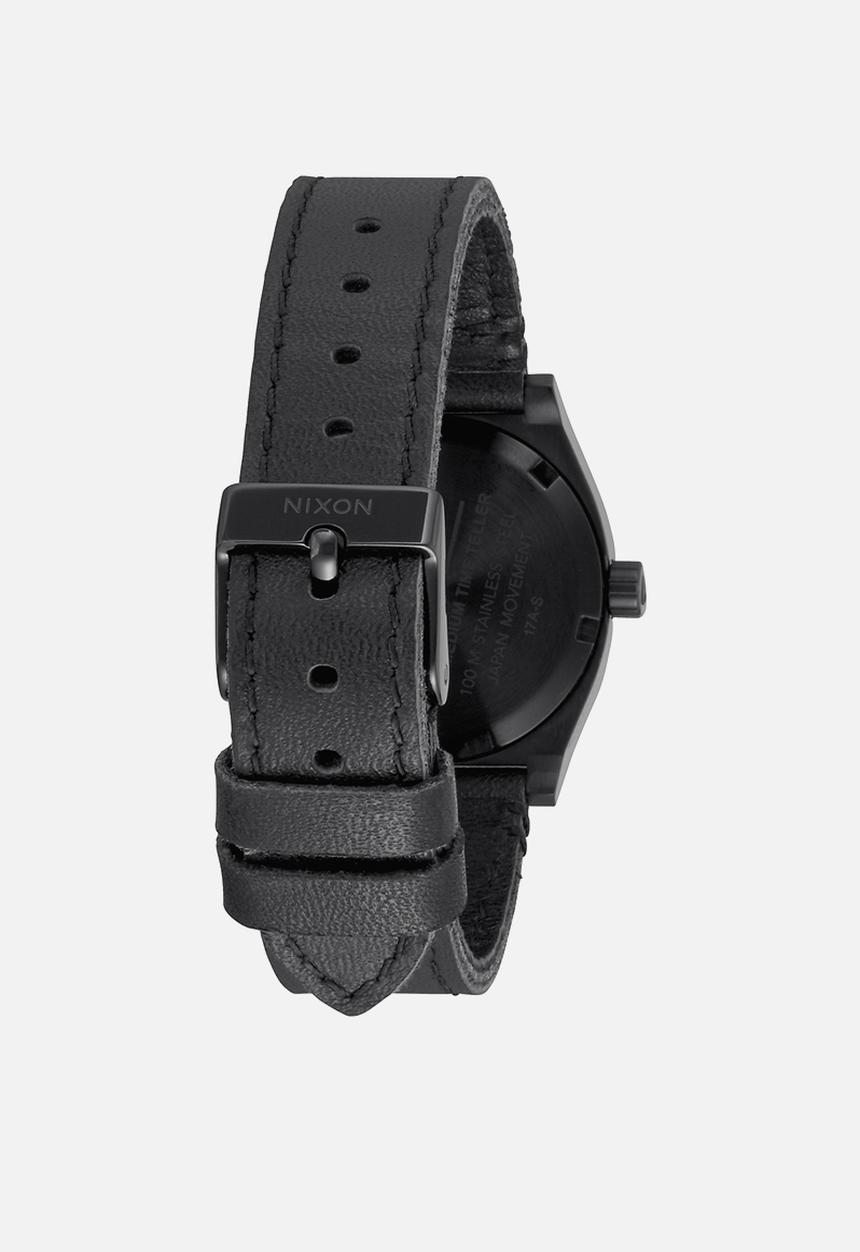 Nixon - Medium time teller leather - black