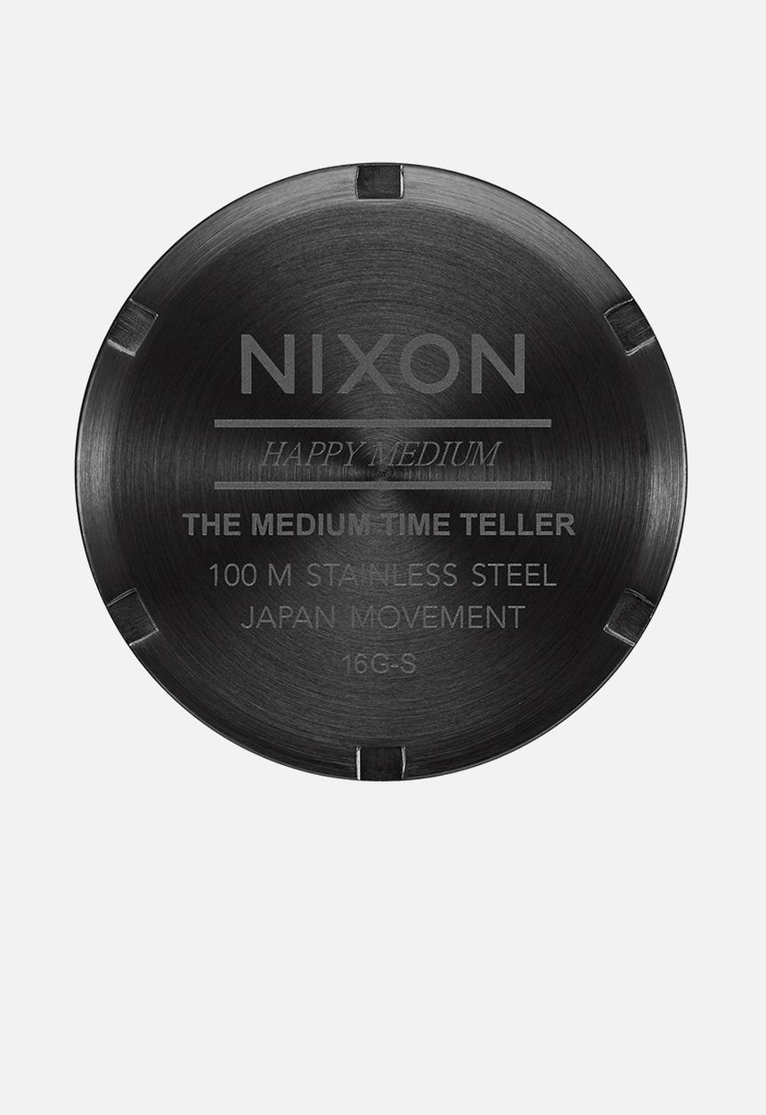 Nixon - Medium time teller leather - black