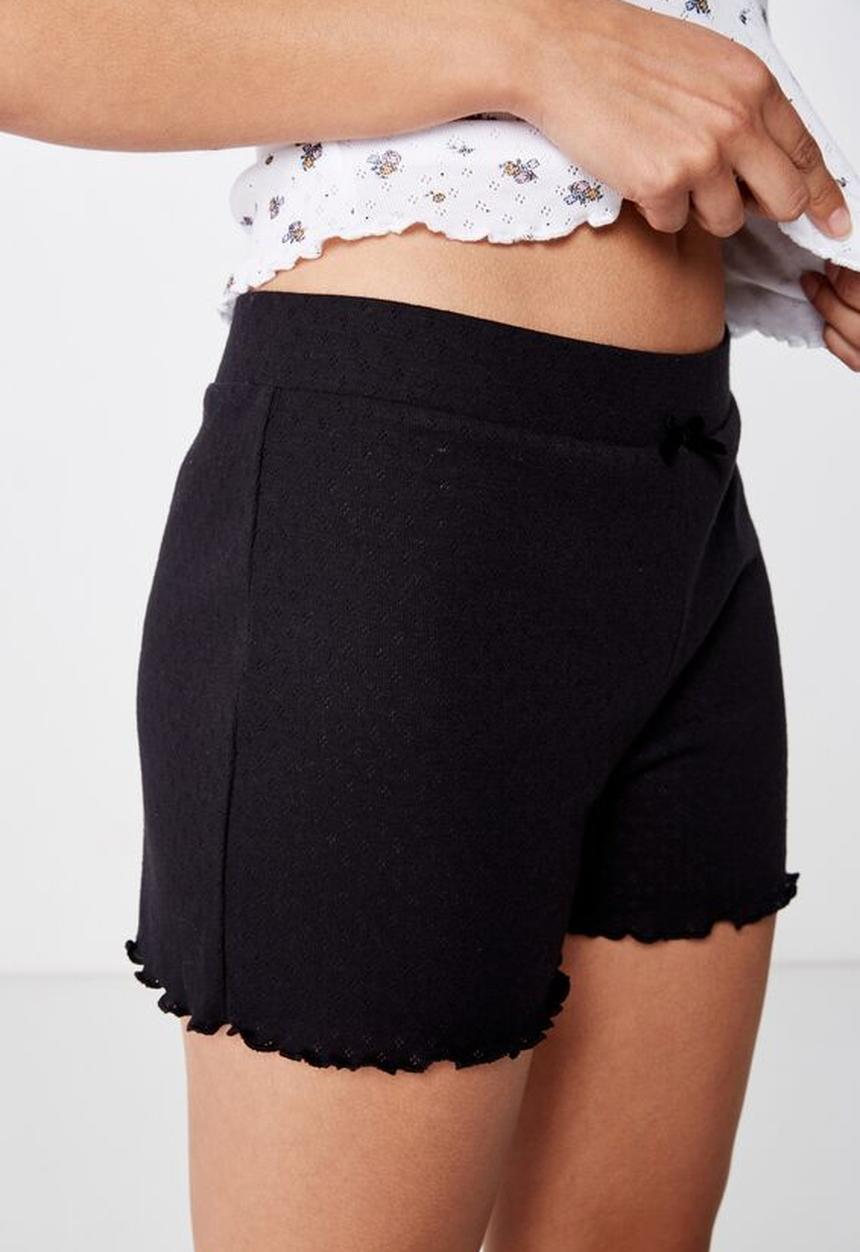 Cotton On - Pointelle sleep short  - black