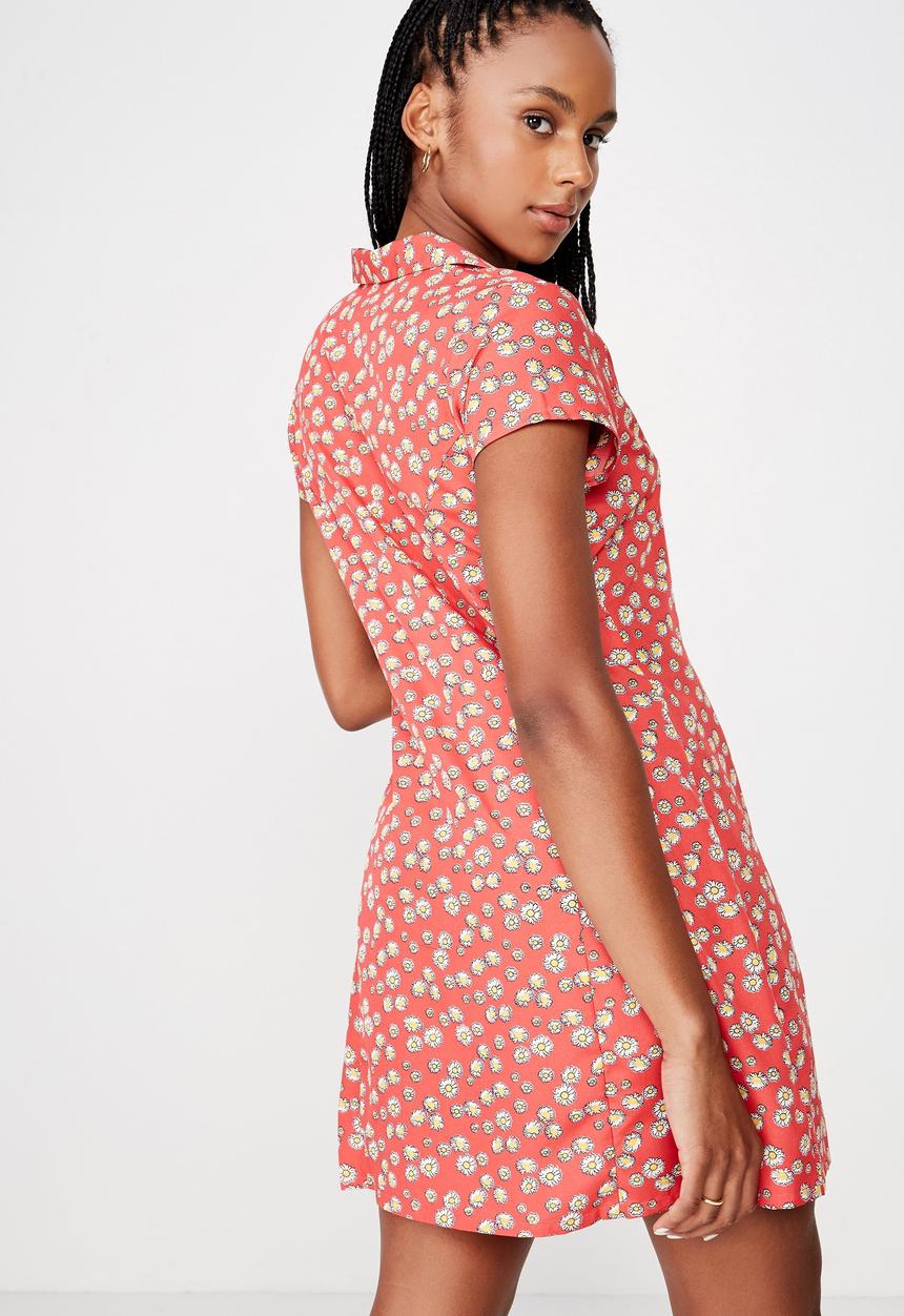 Factorie - Mini shirt dress - red & white 
