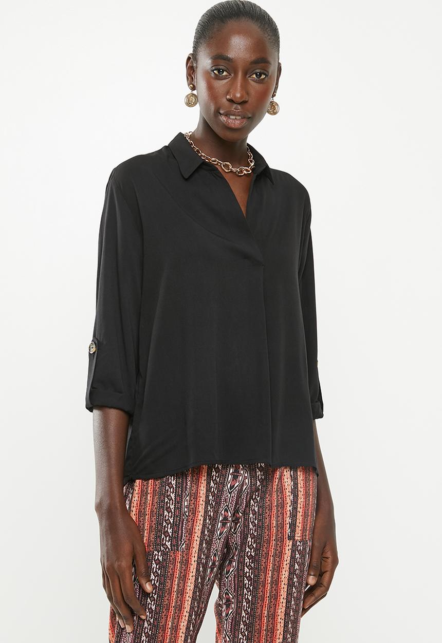 Superbalist - Notch neck shirt - black