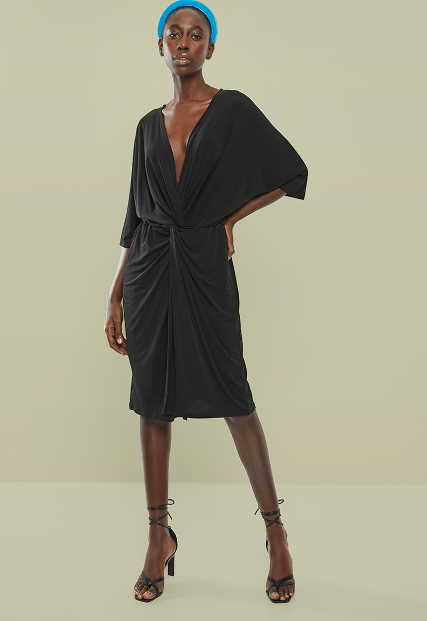 Superbalist - Kimono front knot dress - black