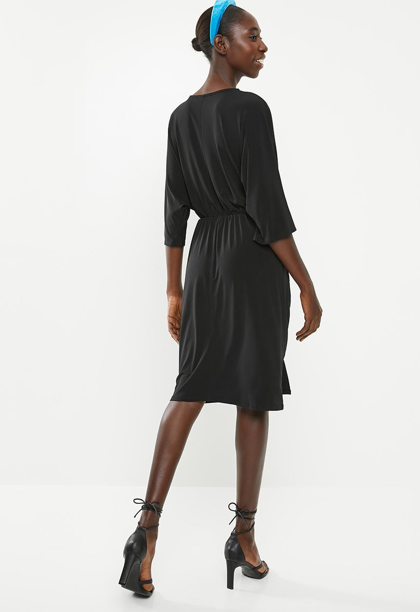 Superbalist - Kimono front knot dress - black