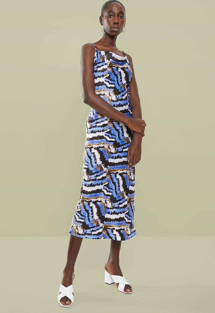 Superbalist - Satin midi dress with cowl neck - multi