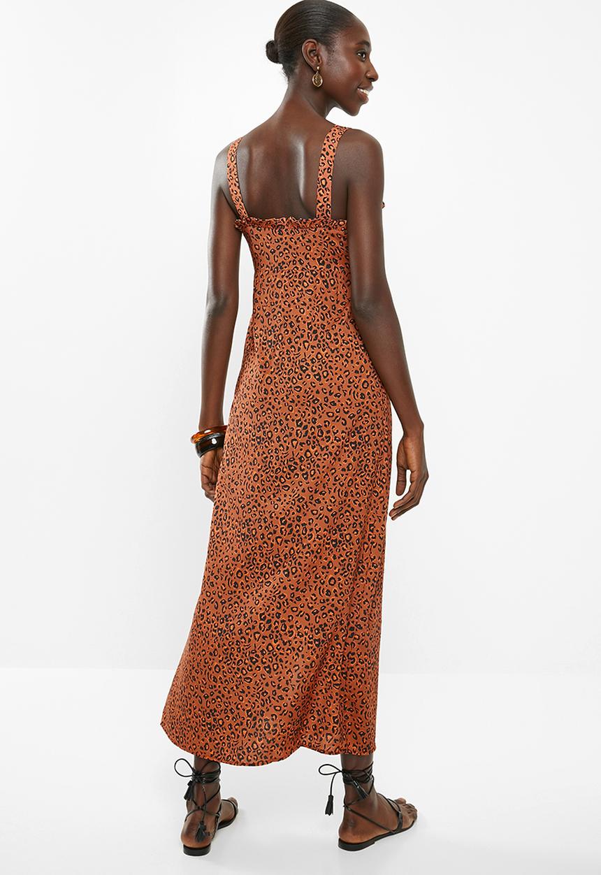 Superbalist - Button thru midi dress - orange & brown 