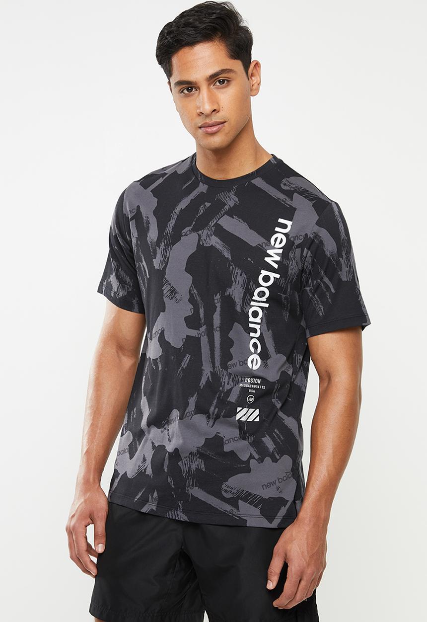 New Balance  - Mens short sleeve heather print tee - black