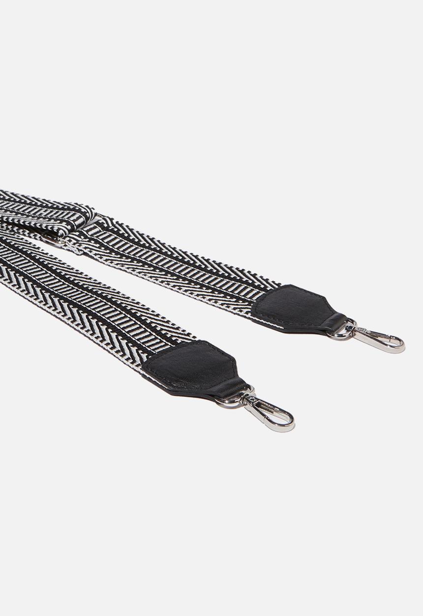 Cotton On - Webbing tape long bag strap - black & white
