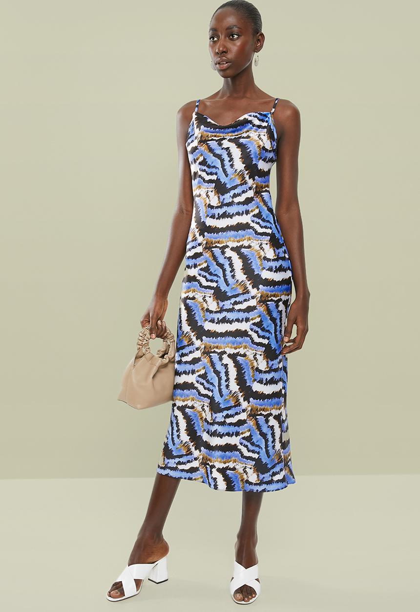 Superbalist - Satin midi dress with cowl neck - multi