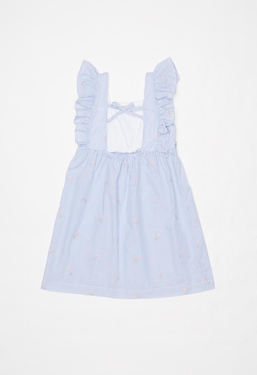 Pop Candy - Frill sleeve dress - blue & white