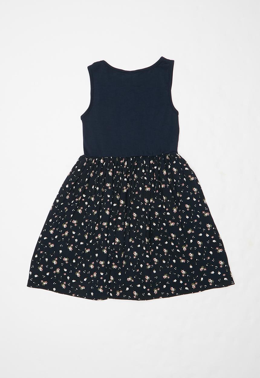 Rebel Republic - Teens combo fabric dress with pockets - navy 