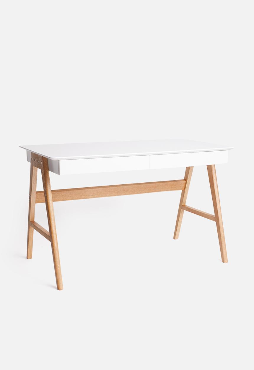 Basics - Hanson desk – white/oak