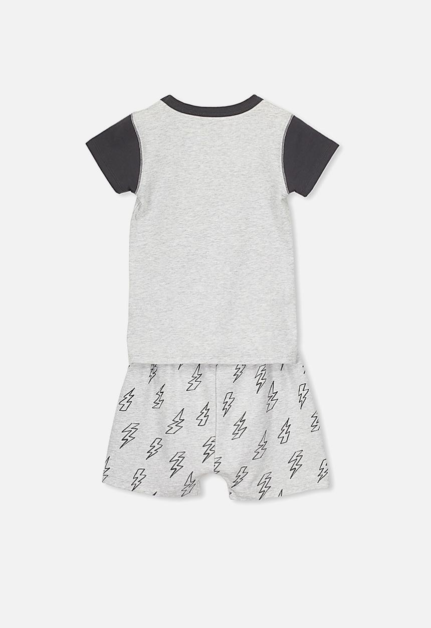 Cotton On - Hudson short sleeve pj set - grey