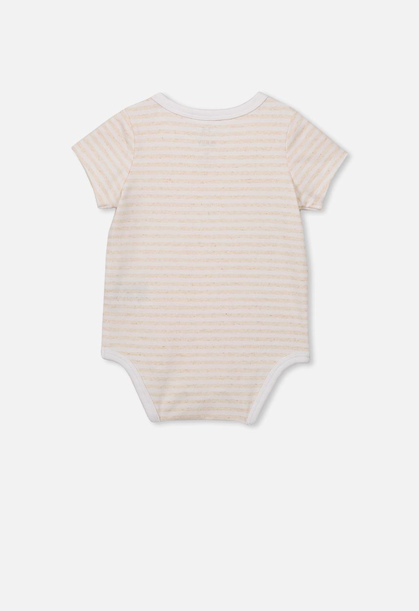 Cotton On - The short sleeve bubbysuit - cream & peach 