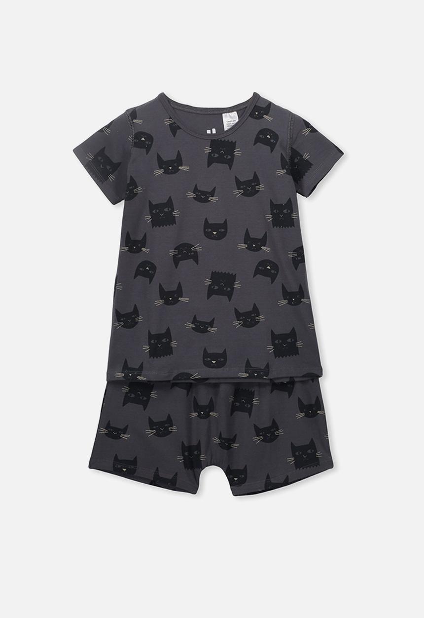 Cotton On - Harpa short sleeve pj set - black