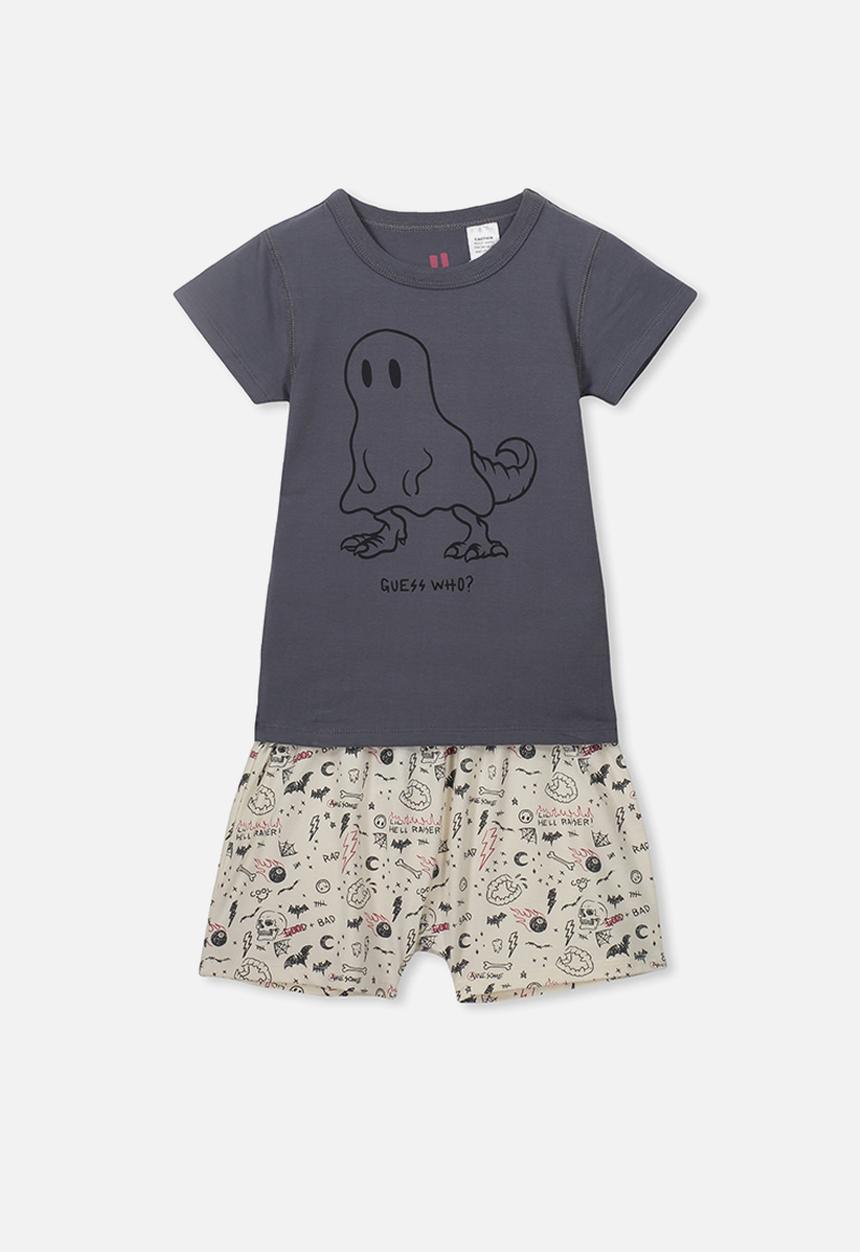 Cotton On - Hudson short sleeve pj set - navy & neutral