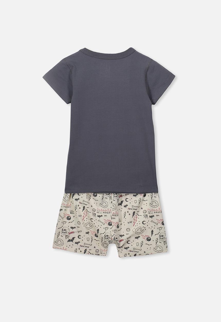 Cotton On - Hudson short sleeve pj set - navy & neutral