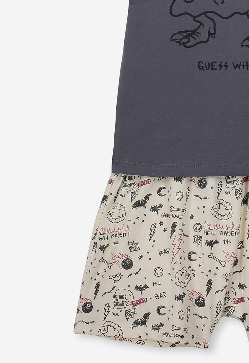 Cotton On - Hudson short sleeve pj set - navy & neutral