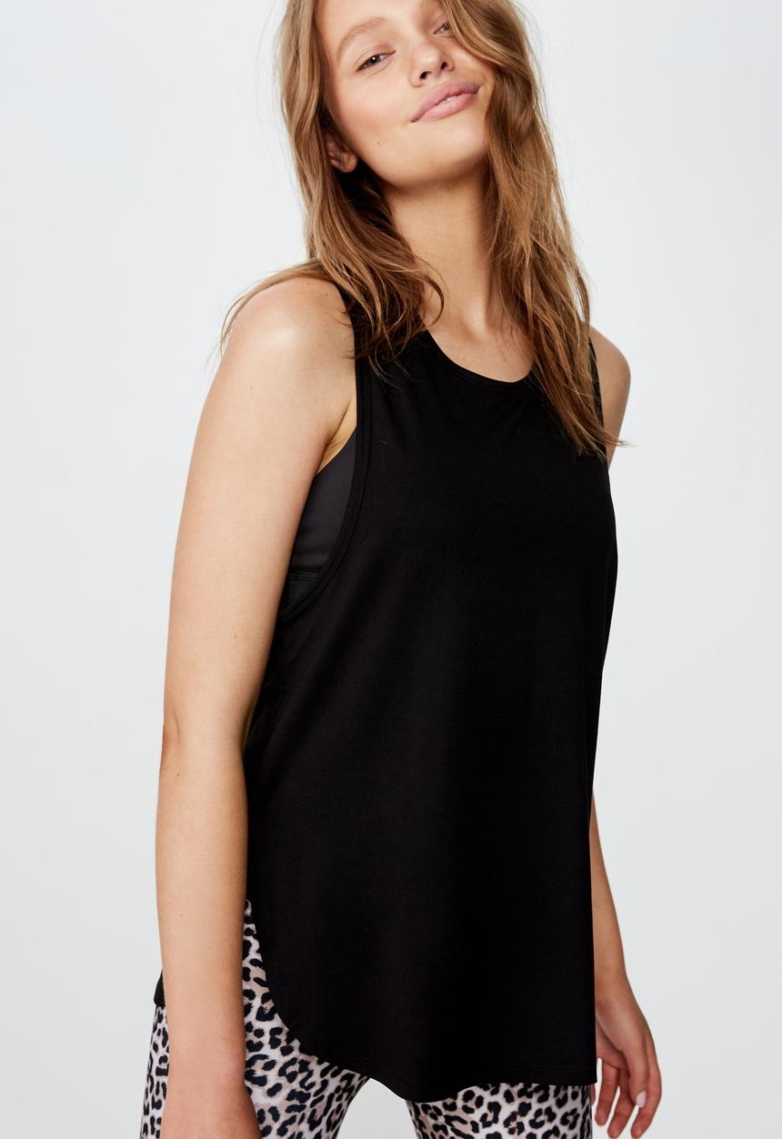 Cotton On - Hailspot mesh tank  - black