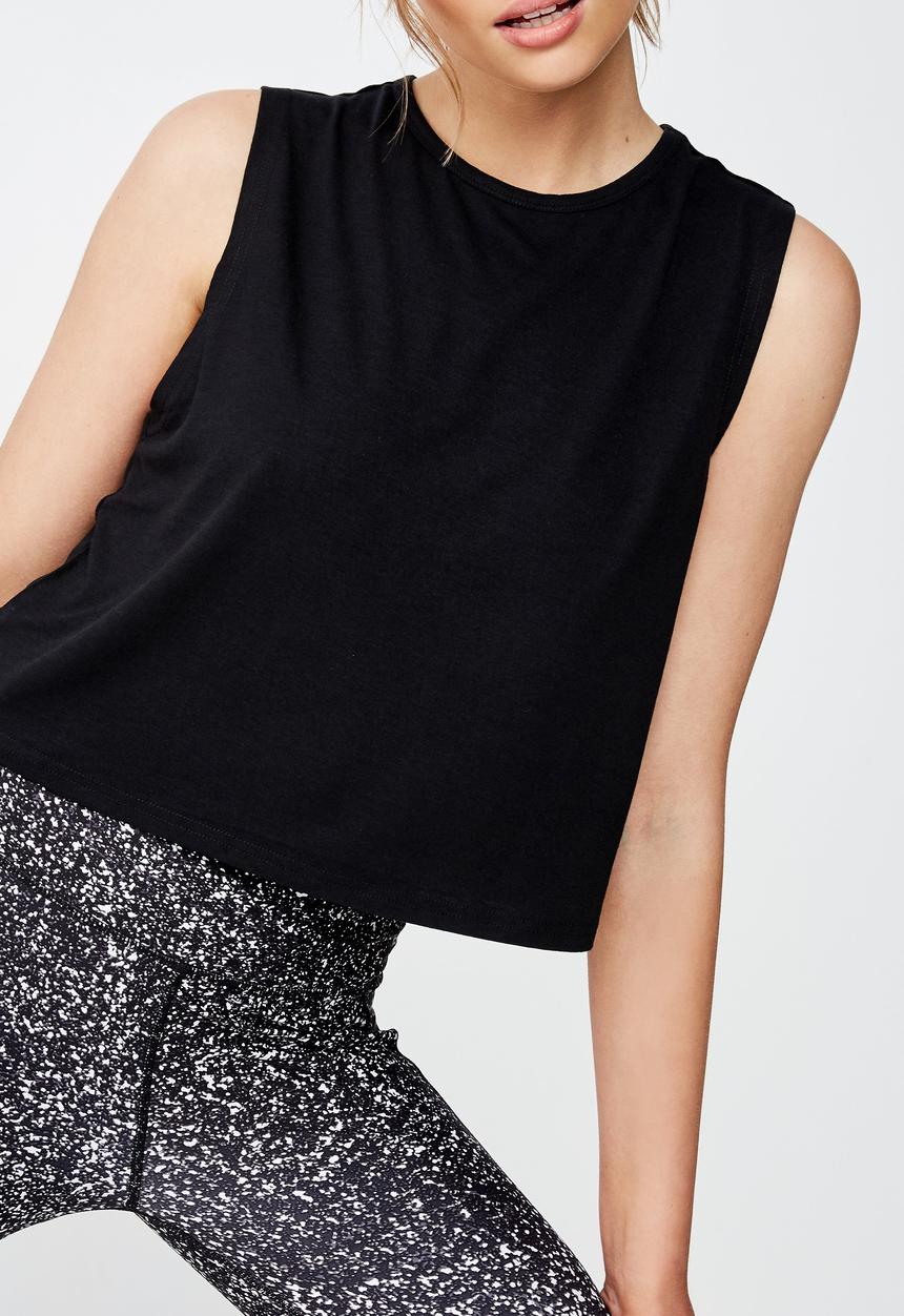 Cotton On - Cropped active muscle tank  - black