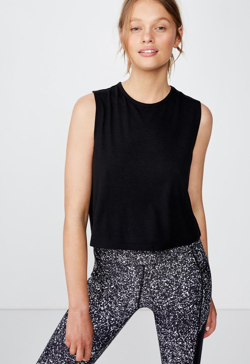Cotton On - Cropped active muscle tank  - black
