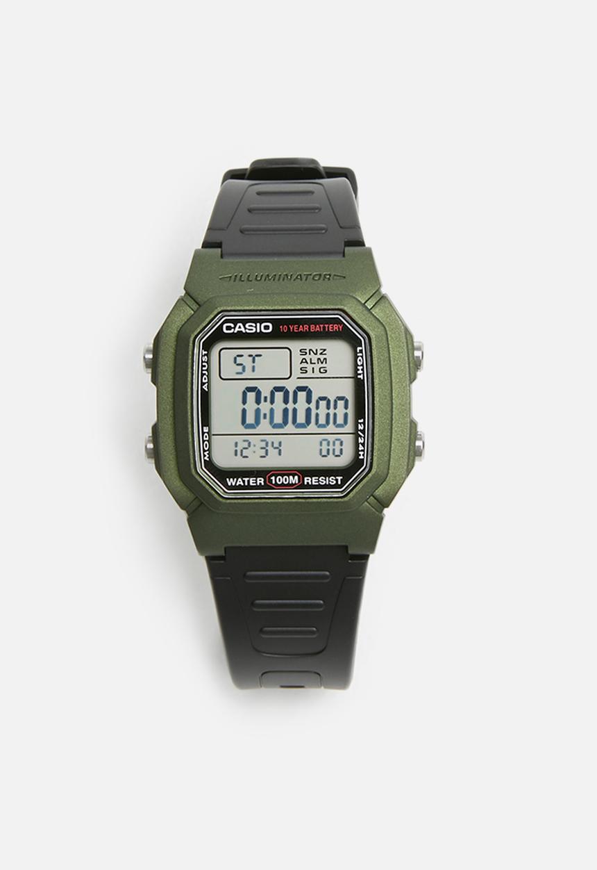 Casio - Digital resin watch W-800HM-3AF-black/green