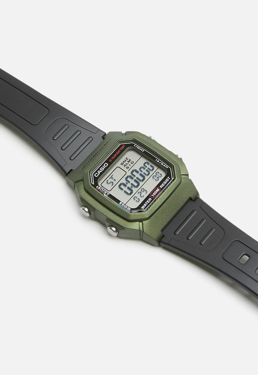 Casio - Digital resin watch W-800HM-3AF-black/green