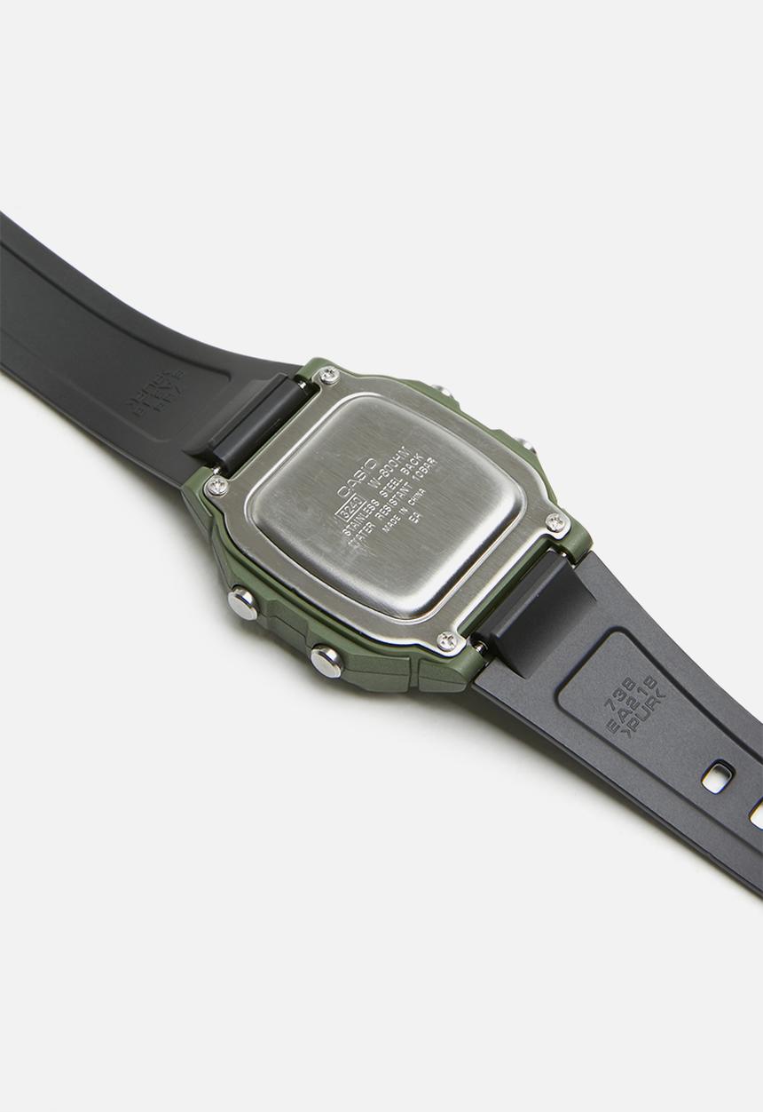 Casio - Digital resin watch W-800HM-3AF-black/green