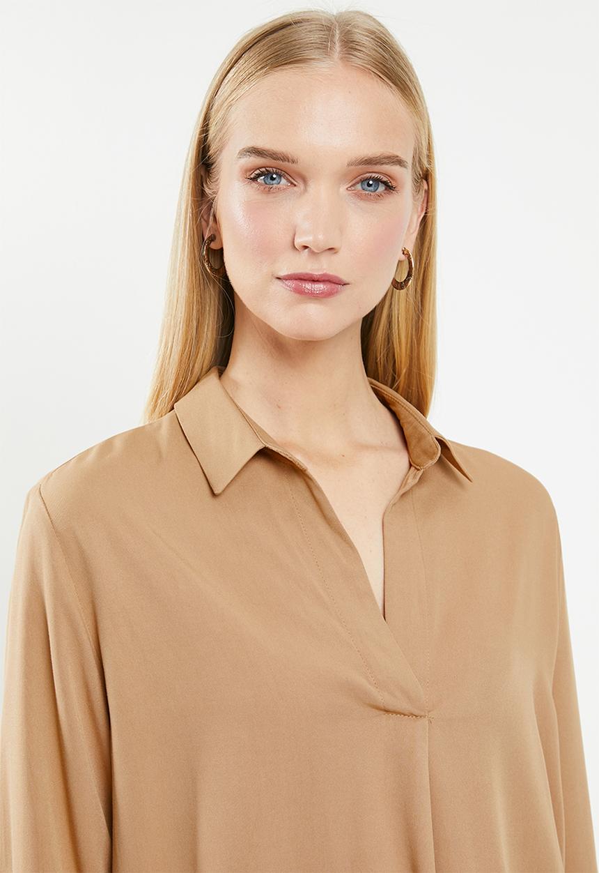 Superbalist - Notch neck shirt - camel